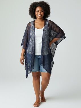 Anna & Ava Navy Open-Weave Kimono